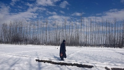 Srinagar was one of the two places to record minimum temperature above freezing point as the minimum settled at 0.2 degrees Celsius on Sunday night, the officials said. (HT Photo/Waseem Andrabi )
