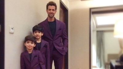 Hrithik Roshan and sons Hrehaan and Hridaan make stylish trio. They occasionally go out for film screenings and sometimes, award nights as well. Hrithik Roshan and sons Hrehaan and Hridaan make stylish trio. They occasionally go out for film screenings and sometimes, award nights as well. 