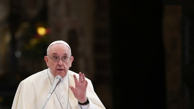 Pope Francis on Monday condemned "baseless" ideological misinformation about COVID-19 vaccines (REUTERS)