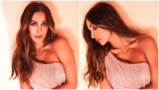 Malaika Arora opted for bronze smokey eyes and sheer glossy nude lips to complement her chic look.(Instagram/@malaikaaroraofficial)