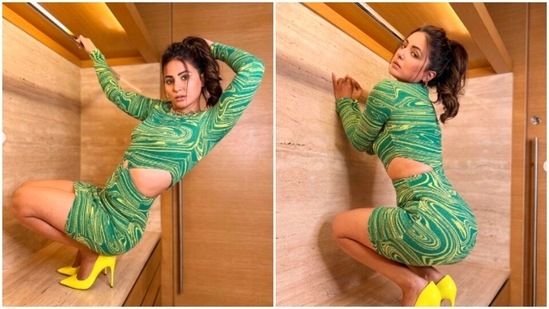 136 1641822916056 1641823027607 Hina Khan has always been the talk of the town for her fashion choices. The actor has always managed to impress the fashion police and her Instagram handle says it all. In her recent stills, the Kasautii Zindagii Kay 2 actor made jaws drop as she posed in a vibrant coloured cut-out bodycon dress.(Instagram/@realhinakhan)