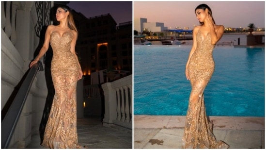 Mouni Roy, who was vacationing in Dubai, got these stunning pictures captured in Palazzo Versace Dubai.(Instagram/@imouniroy)