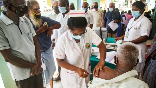Health minister Mansukh Mandaviya took to his Twitter handle to announce that the drive has started from today and that the government under the leadership of Prime Minister Narendra Modi is committed to providing security to India's healthcare and frontline workers on priority.(PTI)