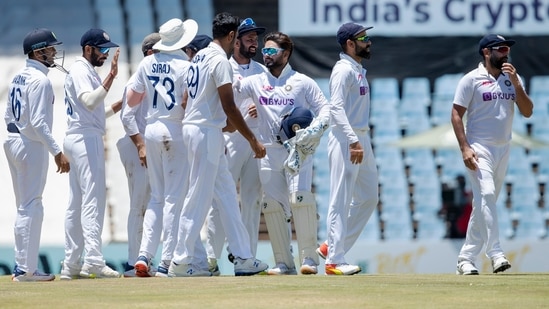 India's captain Virat Kohli, second from right, celebrates with teammates at end of the fifth day of the Test Cricket match between South Africa and India at Centurion Park(AP) India's captain Virat Kohli, second from right, celebrates with teammates at end of the fifth day of the Test Cricket match between South Africa and India at Centurion Park(AP)