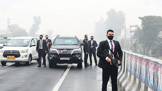 On January 5, the Prime Minister Narendra Modi convoy was stranded on a flyover due to a blockade by protesters in Ferozepur after which he returned from poll-bound Punjab without attending the planned events, including a rally. (ANI) On January 5, the Prime Minister Narendra Modi convoy was stranded on a flyover due to a blockade by protesters in Ferozepur after which he returned from poll-bound Punjab without attending the planned events, including a rally. (ANI)