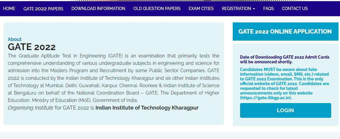 GATE Admit Card 2022 releasing today on gate.iitkgp.ac.in (gate.iitkgp.ac.in)
