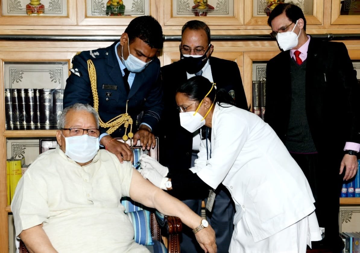 Rajasthan's governor Kalraj Mishra, who started Monday’s inoculation drive in the state, was administered the dose in Jaipur. (Raj Bhavan) Rajasthan's governor Kalraj Mishra, who started Monday’s inoculation drive in the state, was administered the dose in Jaipur. (Raj Bhavan)