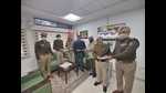 The three Home Guard volunteers who helped a rape victim being honoured by senior Chandigarh Police officials on Tuesday. (HT Photo) The three Home Guard volunteers who helped a rape victim being honoured by senior Chandigarh Police officials on Tuesday. (HT Photo)