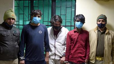 The suspects were identified as Zubair Azad, 21, Rashid, 19, and Kalim,20, all residents of Palwal in Haryana. (Sunil Ghosh / HT) The suspects were identified as Zubair Azad, 21, Rashid, 19, and Kalim,20, all residents of Palwal in Haryana. (Sunil Ghosh / HT)