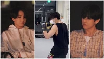 BTS' Jungkook shared a video of him practising boxing and ARMY spotted V. BTS' Jungkook shared a video of him practising boxing and ARMY spotted V.