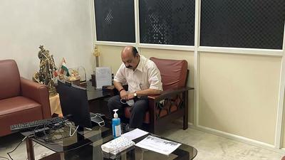 Karnataka chief minister Basavaraj Bommai, who tested positive for Covid-19, holds a virtual meeting on pandemic situation, in Bengaluru on Tuesday. (ANI) Karnataka chief minister Basavaraj Bommai, who tested positive for Covid-19, holds a virtual meeting on pandemic situation, in Bengaluru on Tuesday. (ANI)