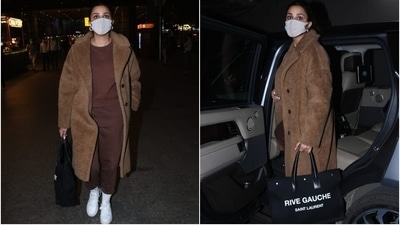 Parineeti is known for keeping her casual dressing game top-notch. The star always goes for effortlessly put together and on-trend laid-back outfits for her off-duty appearances. And her latest airport ensemble also makes it to the list. (HT Photo/Varinder Chawla) Parineeti is known for keeping her casual dressing game top-notch. The star always goes for effortlessly put together and on-trend laid-back outfits for her off-duty appearances. And her latest airport ensemble also makes it to the list. (HT Photo/Varinder Chawla)