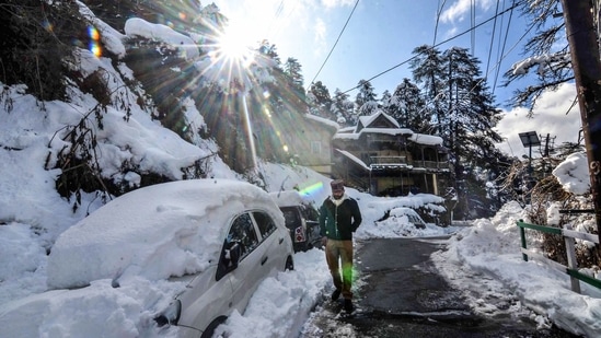 The famous Indian tourist destination in Himachal Pradesh, Shimla, also known as Queen of Hills, witnessed the season's first snowfall on January 8. Roads connecting the state capital with the upper areas of Shimla district were affected due to the accumulation of snowfall.(PTI)