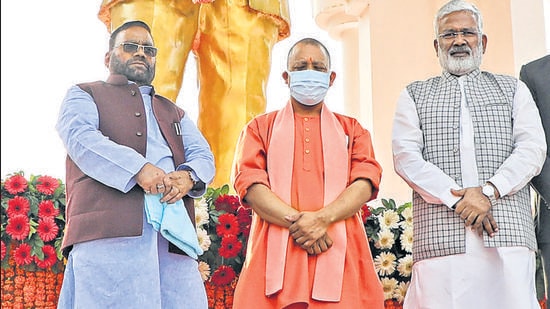 Swami Prasad Maurya (left) was first elected to the state assembly in 1996 on a BSP ticket. (HT file)