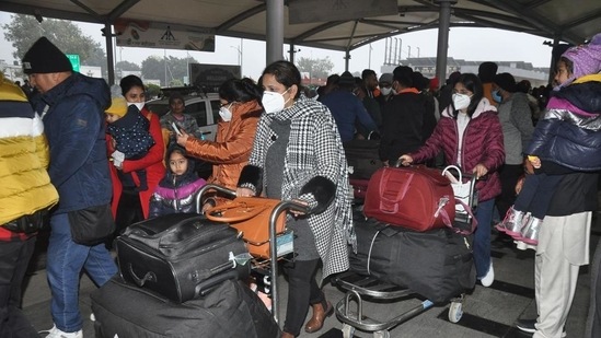 The travellers have to undergo home quarantine for seven days and undertake an RT-PCR test on the eighth day of arrival in India. (HT Photo)