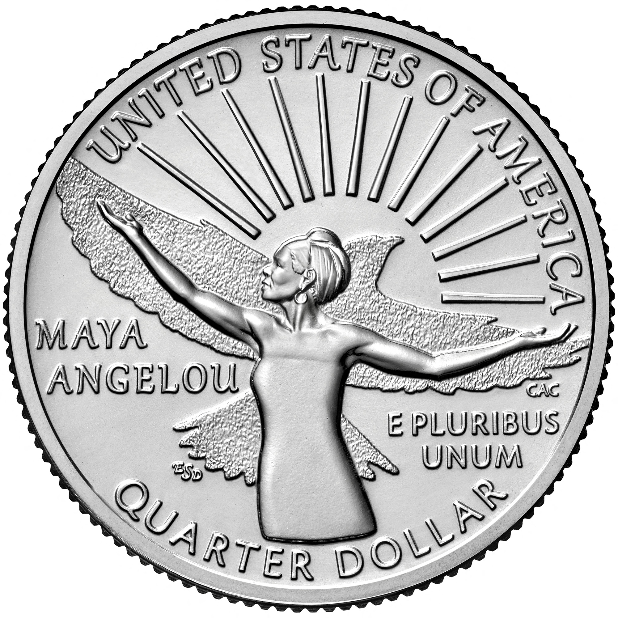 This handout photo provided by The United States Mint shows the reverse (tails) quarter honouring Maya Angelou (AFP) This handout photo provided by The United States Mint shows the reverse (tails) quarter honouring Maya Angelou (AFP)