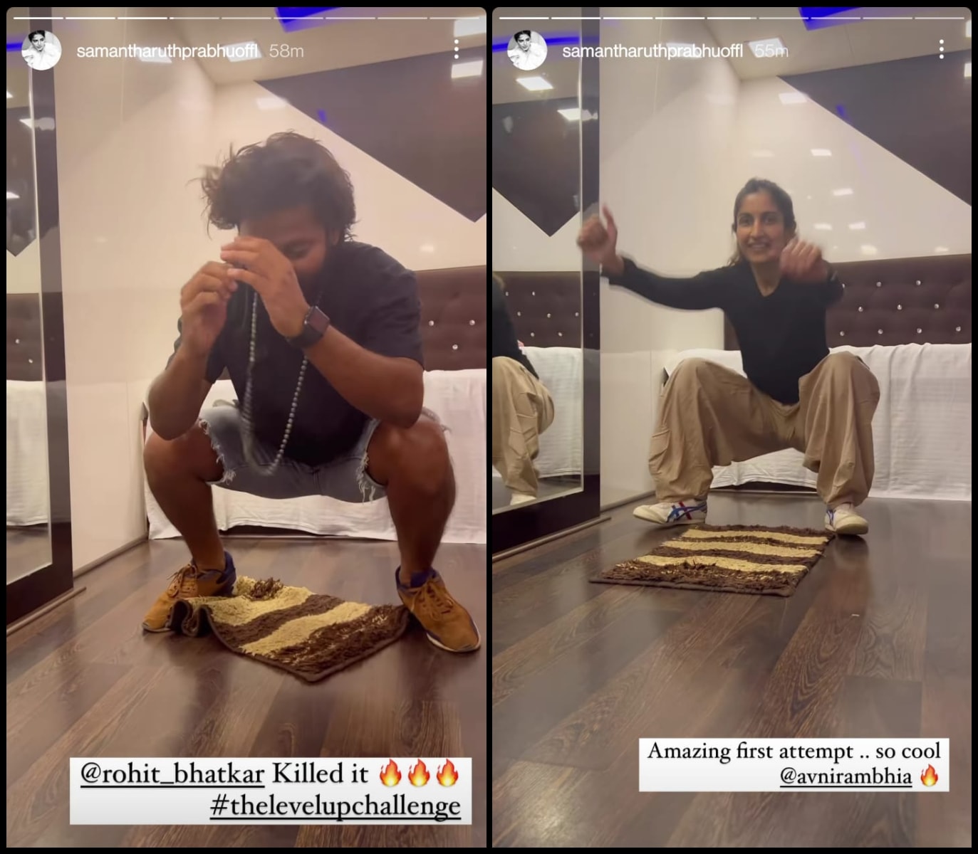 Samantha Ruth Prabhu made her team attempt the kneeling jump squat challenge.