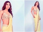 Vaani Kapoor, who is basking on the success of her latest release, Chandigarh Kare Aashiqui, donned a stunning lemon-yellow saree and blouse set which featured mirror and cutdana hand embroidery work.(Arpita Mehta) Vaani Kapoor, who is basking on the success of her latest release, Chandigarh Kare Aashiqui, donned a stunning lemon-yellow saree and blouse set which featured mirror and cutdana hand embroidery work.(Arpita Mehta)