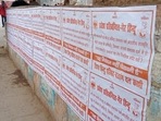 These were purportedly put up by the Vishwa Hindu Parishad and the Bajrang Dal(HT Photo) These were purportedly put up by the Vishwa Hindu Parishad and the Bajrang Dal(HT Photo)