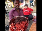 The ‘strawberry’ sandwich being served with generous amounts of chocolate and cheese. (facebook/@The Great Indian Foodie) The ‘strawberry’ sandwich being served with generous amounts of chocolate and cheese. (facebook/@The Great Indian Foodie)