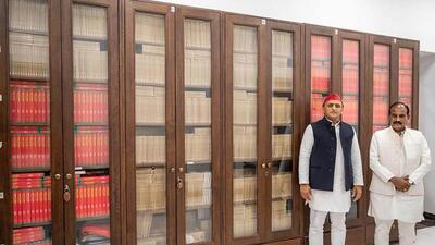 Dara Singh Chauhan, who resigned as an Uttar Pradesh minister on Wednesday, with Samajwadi Party chief Akhilesh Yadav. (PTI PHOTO) Dara Singh Chauhan, who resigned as an Uttar Pradesh minister on Wednesday, with Samajwadi Party chief Akhilesh Yadav. (PTI PHOTO)