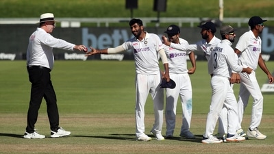 Jasprit Bumrah celebrates after taking the wicket of Lungi Ngidi&nbsp; (REUTERS)