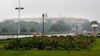 Parliament House during Covid-19 induced weekend curfew in New Delhi on January 9. (PTI) Parliament House during Covid-19 induced weekend curfew in New Delhi on January 9. (PTI)