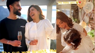 Virat Kohli and Anushka Sharma at Vamika's birthday bash. Virat Kohli and Anushka Sharma at Vamika's birthday bash.