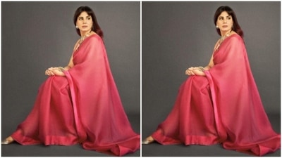 Kirti played muse to designer house Ekaya Banaras and picked a pink handwoven organza saree. (Instagram/@iamkirtikulhari)