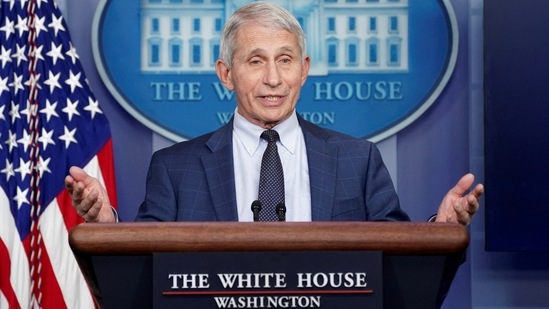 Dr Anthony Fauci speaks about the Omicron coronavirus variant during a press briefing at the White House.(Reuters)