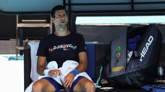Serbian tennis player Novak Djokovic rests at Melbourne Park as questions remain over the legal battle regarding his visa to play in the Australian Open in Melbourne.(REUTERS)