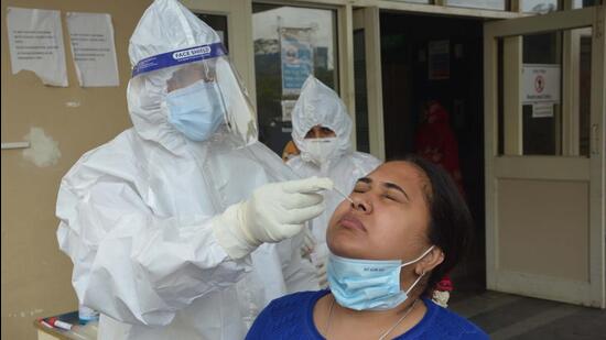 GMCH, Sector 32, Chandigarh, can process 2,000 RT-PCR test results a day, while PGIMER’s daily capacity is 2,500. (Sant Arora/HT)