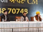 Delhi CM Arvind Kejriwal with Raghav Chadha (left) and Bhagwant Mann (right) Delhi CM Arvind Kejriwal with Raghav Chadha (left) and Bhagwant Mann (right)