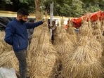 Bhogali Bihu is one of the major festivals celebrated in the northeastern state of Assam every year to mark the end of the harvesting season. This year, it will be observed on 14. Preparations have started in Assam in full swing and people were seen crowding market areas to buy fish and meat ahead of the main festival.(ANI)