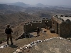 Pakistan Army troops observe the area from hilltop post on the Pakistan Afghanistan, in Khyber district, Pakistan Army troops observe the area from hilltop post on the Pakistan Afghanistan, in Khyber district,