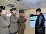 This picture released by North Korea's KCNA on January 12 shows Kim Jong-un speaking with military officials during an observation of a hypersonic missile test-fire.(AFP Photo) This picture released by North Korea's KCNA on January 12 shows Kim Jong-un speaking with military officials during an observation of a hypersonic missile test-fire.(AFP Photo)