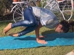 A glimpse of Pooja Batra's yoga routine in the garden