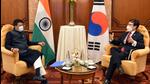 Union minister of commerce and industry Piyush Goyal meets South Korean trade minister Han-Koo Yeo to discuss bilateral trade in New Delhi on Tuesday. (ANI) Union minister of commerce and industry Piyush Goyal meets South Korean trade minister Han-Koo Yeo to discuss bilateral trade in New Delhi on Tuesday. (ANI)