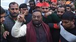 Former UP minister Swami Prasad Maurya along with other supporting MLAs on his way to meet SP chief Akhilesh Yadav, ahead of elections, at Janeshwar Mishra Trust in Lucknow on Thursday. (Deepak Gupta/HT)