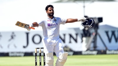 Cape Town, Jan 13 (ANI): India's Rishabh Pant celebrates his century during the 3rd day of the third Test cricket match between South Africa and India, at Newlands stadium in Cape Town on Thursday. (ANI Photo) (ANI) Cape Town, Jan 13 (ANI): India's Rishabh Pant celebrates his century during the 3rd day of the third Test cricket match between South Africa and India, at Newlands stadium in Cape Town on Thursday. (ANI Photo) (ANI)