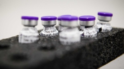 Vials of Pfizer/BioNTech Covid-19 vaccine against the coronavirus disease Covid-19 in a social center of La Gavotte Peyret popular neighbourhood, in Septeme-Les-Vallons, near Marseille. (AFP) Vials of Pfizer/BioNTech Covid-19 vaccine against the coronavirus disease Covid-19 in a social center of La Gavotte Peyret popular neighbourhood, in Septeme-Les-Vallons, near Marseille. (AFP)