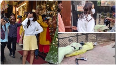 Gauahar Khan upset at the paparazzi's behaviour. Gauahar Khan upset at the paparazzi's behaviour. 