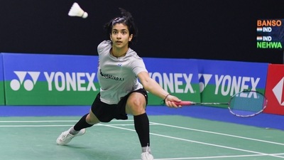 Malvika Bansod in action against Saina Nehwal during the India Open 2022 at IG Stadium (BAI) Malvika Bansod in action against Saina Nehwal during the India Open 2022 at IG Stadium (BAI)