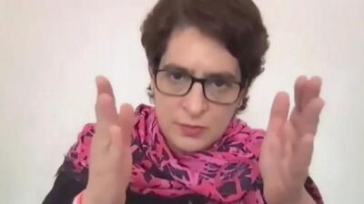 Congress general secretary Priyanka Gandhi Vadra addresses a press conference via video conferencing on Thursday. (PTI) Congress general secretary Priyanka Gandhi Vadra addresses a press conference via video conferencing on Thursday. (PTI)