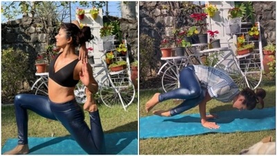 A glimpse of Pooja Batra's yoga routine in the garden (Instagram/@poojabatra)