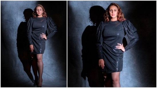 Acing the red carpet look, Huma Qureshi posed in a dazzling little black dress.(Instagram/@iamhumaq)