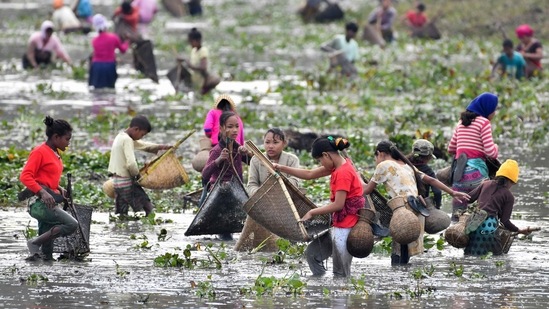 In remote areas, people participated in fishing competitions amid surge in Covid-19 cases in the country.(AFP)