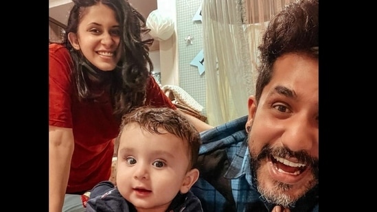 Kishwer Merchantt and Suyyash Rai with their infant son Nirvair.