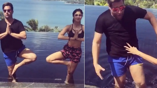 Rajiv Adatia posts a video of himself doing yoga with actor Shilpa Shetty.
