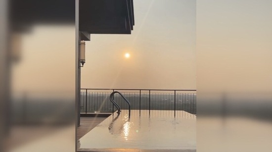 Mouni Roy also shared a few boomerangs of the mesmerising location and the picturesque view of the sun setting from her hotel room.(Instagram/@imouniroy)